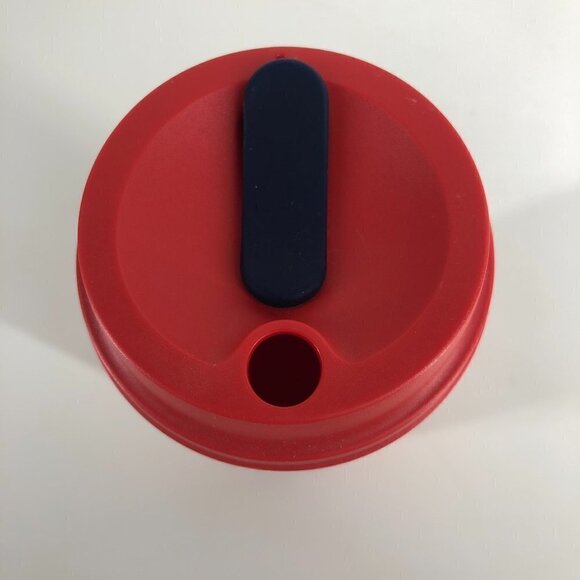 Tupperware Heart to Heart Red White Eco Cup To Go with Extra Lid Sz 490mL/16 oz - Picture 8 of 13